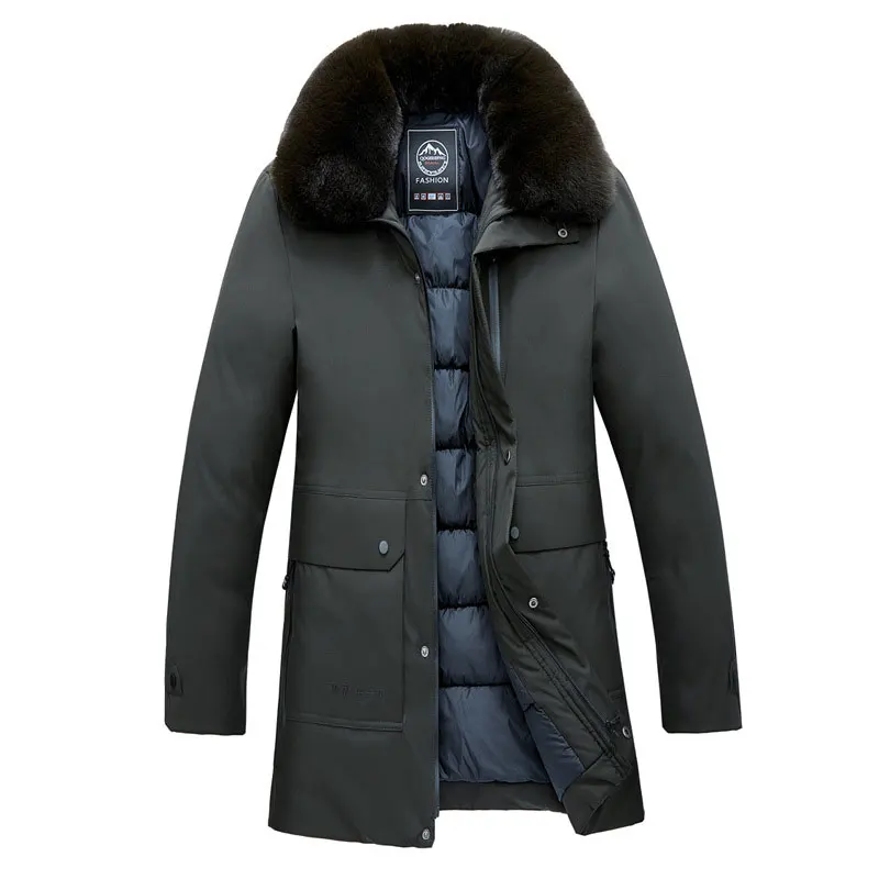 Мужские парки 2020 Зимняя Толстая теплая длинная парка пальто для мужчин меховой
