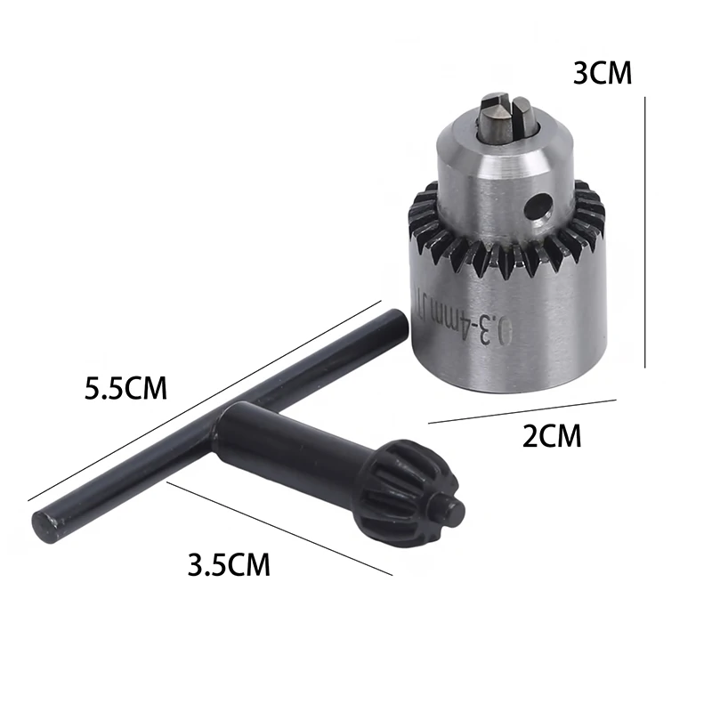 

Mini Drill Chuck Micro 0.3-4mm JTO Taper Mounted Drill Chuck And Wrench With Chuck Key 3.17mm Brass Lathe Accessories