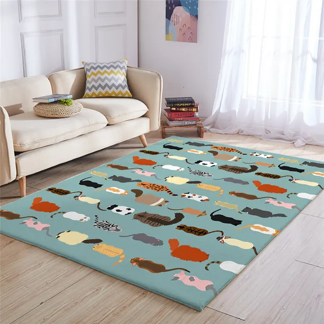 BlessLiving Cute Cats Rugs For Bedroom Colorful Non-slip Carpet Cartoon Kids Play Mat Animal Living Room Rug Tapis Salon 122x183 2
