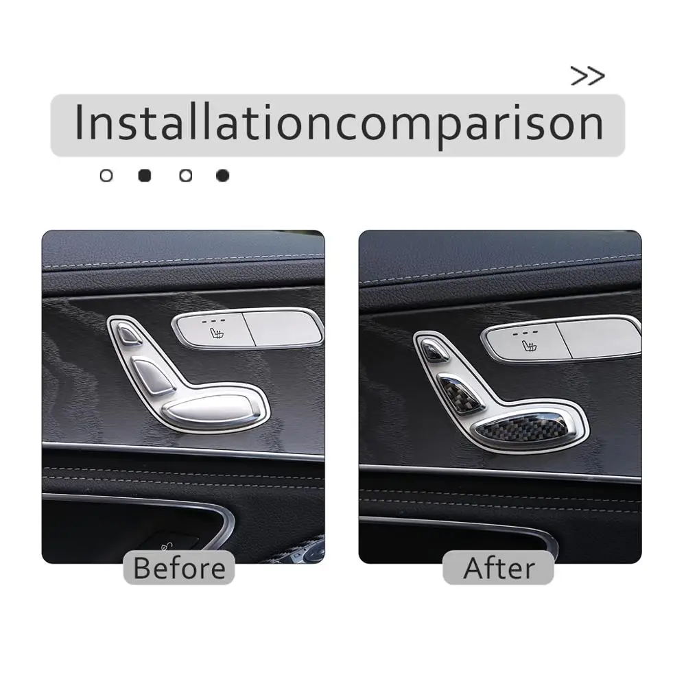 3D наклейка на кнопку сиденья из мягкого углеродного волокна с блестками для Mercedes