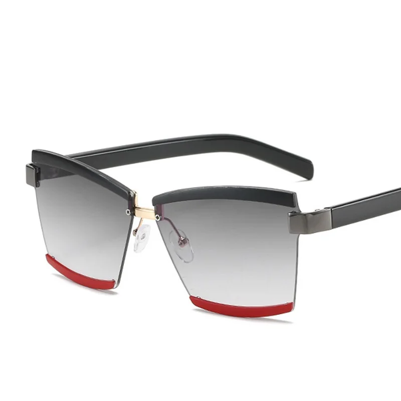Модные мужские солнцезащитные очки без оправы синие красные для женщин