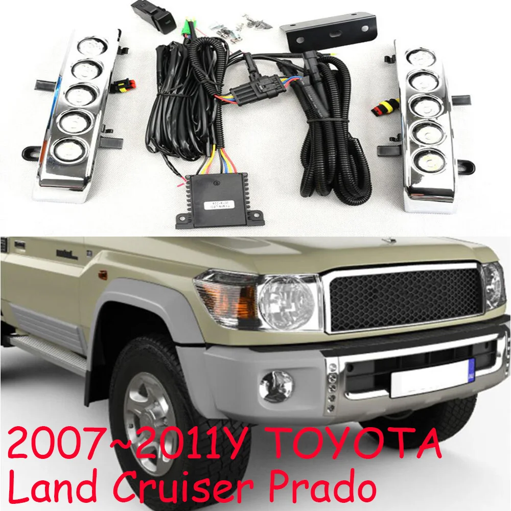 

Автомобильный бампер головной светильник для Cruiser Prado Дневной светильник 2007 ~ 2011y DRL автомобильные аксессуары светодиодный налобный фонарь для cruiser prado туман светильник