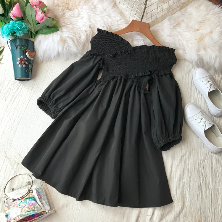 

2020 new women's clothes spring and autumn V-neck strapless high waist dress