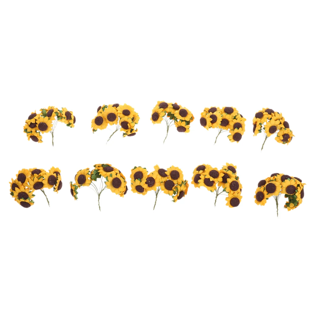 

100 шт DIY Искусственные цветы Букет Подсолнух для украшения желтый