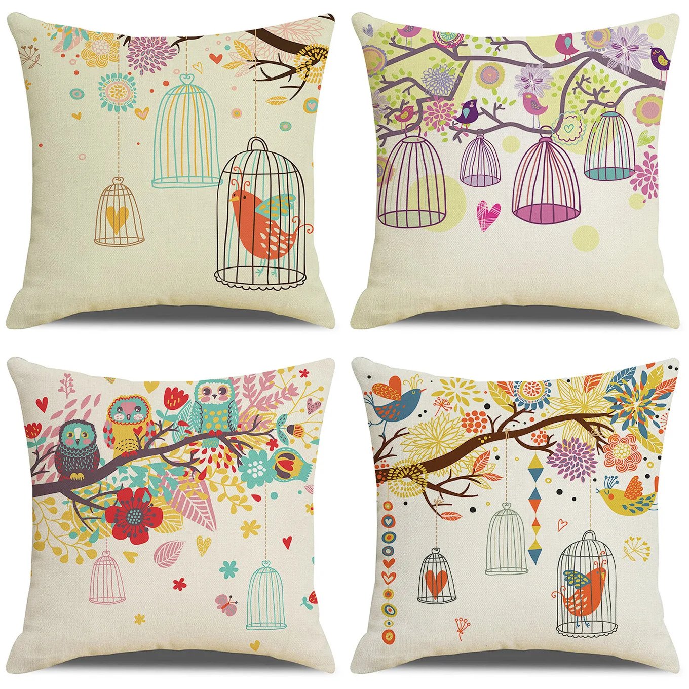 

Cartoon Animals Printed Pillowcase Waterproof Cushion Cover Home Decorative Oil-proof Linen Pillow Cover Car Sofa Cushion Case