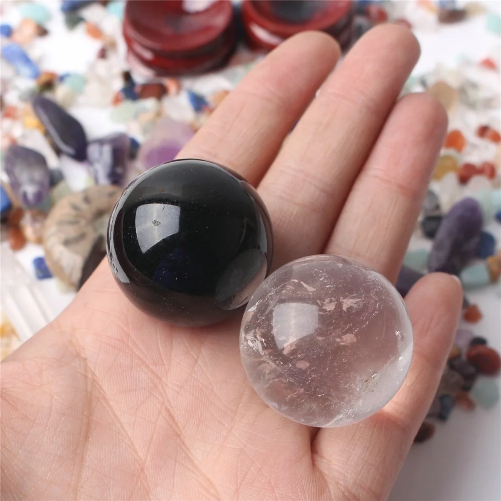 Красочные чакры кварцевый кристалл обелиск шар и гравий минеральные образцы