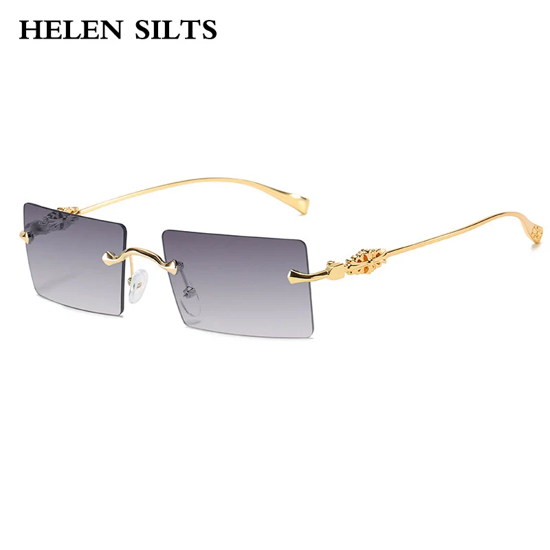 

New Rectangle Rimless Sunglasses Women Brand Designer Alloy Small Frame Gradient Sun Glasses Female Fashion Shades Square UV400