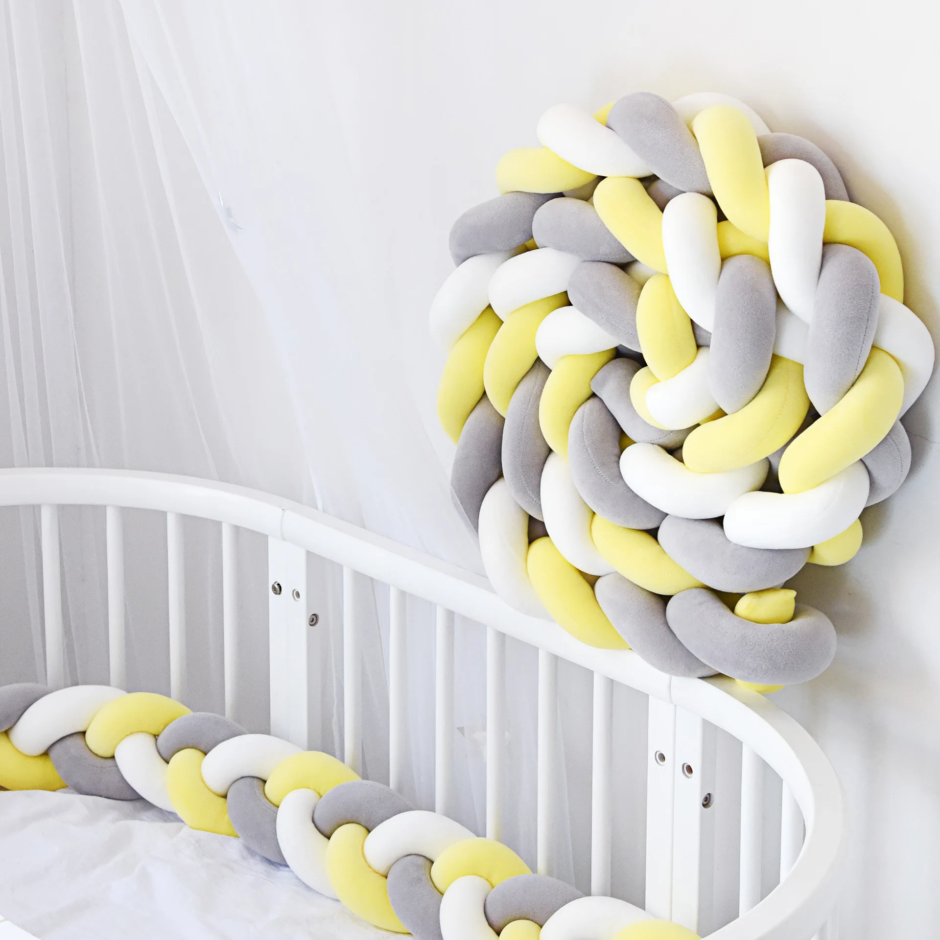 2M/3M/3.5M Length Newborn Baby Bed Bumper Knotted Braid Pillow Fence Protector Crib Room Decor ZT26 | Мать и ребенок