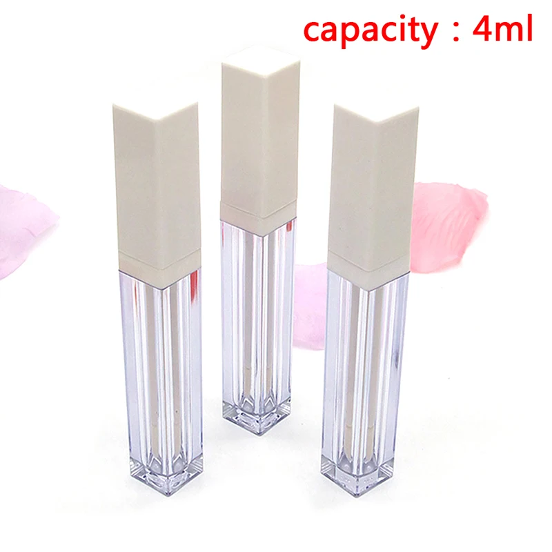 

1Pc 4ml Empty Square Lip Gloss Tube Container Clear Lip Balm Tubes Containers Lipstick Fashion Refillable Bottles Lip Gloss Tube