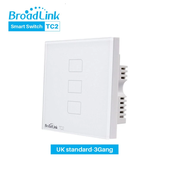 TC2UK3GANG Broadlink TC2 1 банда/2 банды/3 банды Великобритания/ЕС/США сенсорный RF433 настенный Wi-Fi адаптер с одним управлением Беспроводной Wi-Fi пульт управления настенный светильник - Цвет: TC2UK3GANG