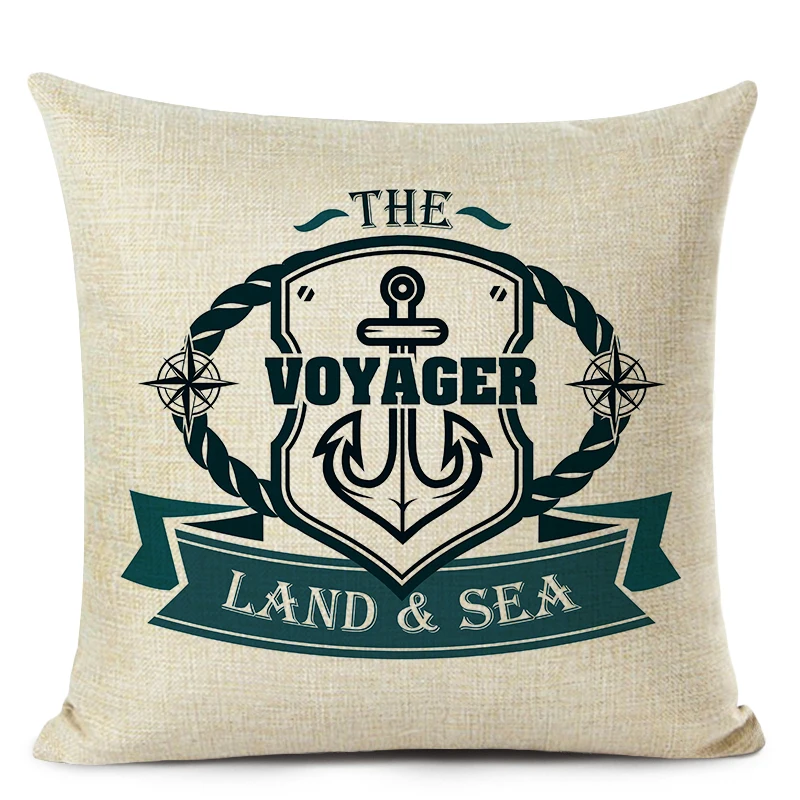 Наволочка для подушки с морским кораблем якорем знаком декоративная льняная
