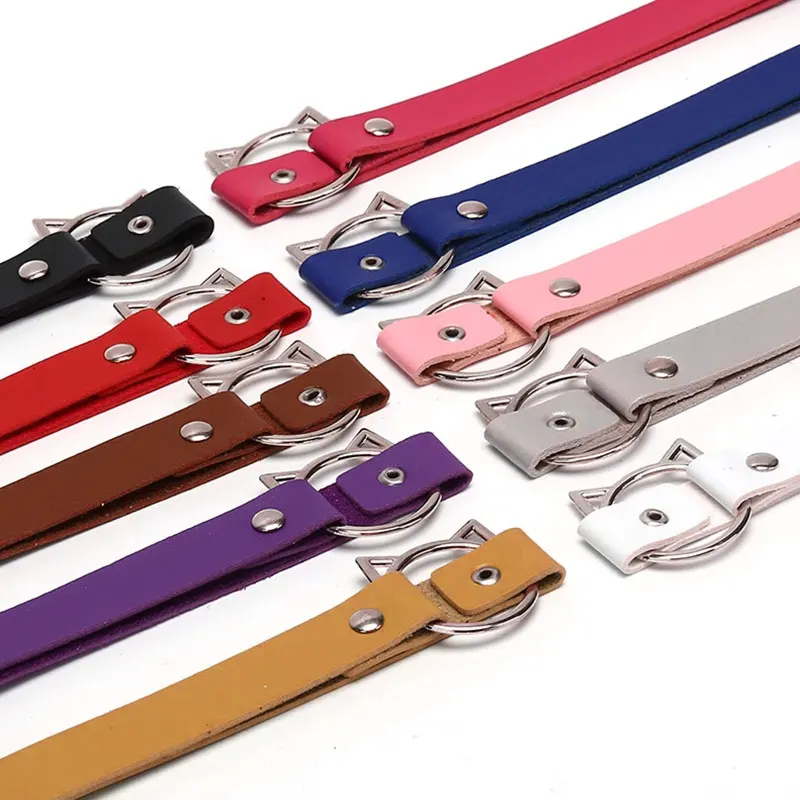 Ожерелье в готическом стиле Харадзюку колье из искусственной кожи с кошачьими