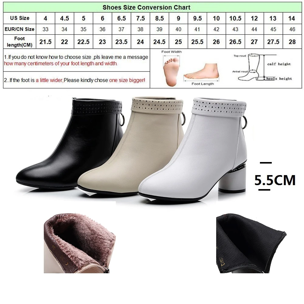 

DRFARGO Winter Ankle Boots for Women Block High Heel warm plush Black zip Boots Soft Comfortable Dress Shoes for Women 101-932