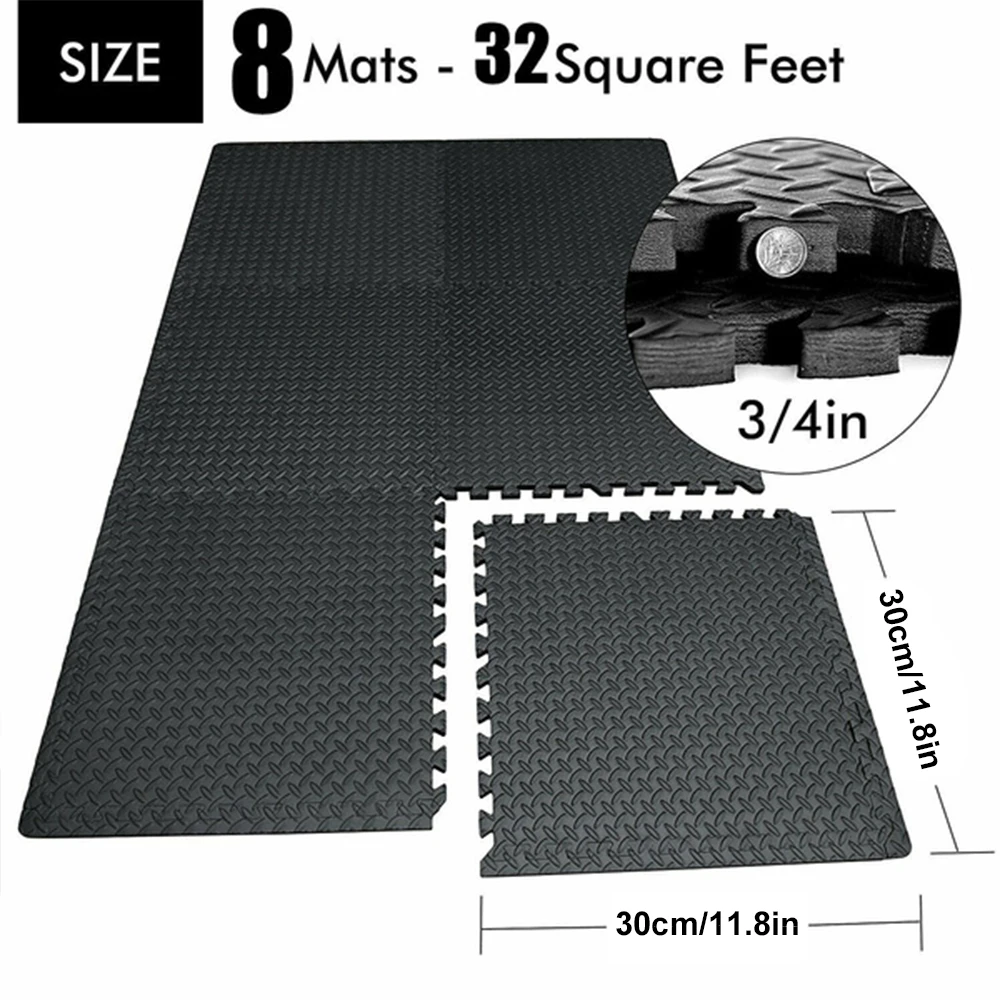 

12PCS 30*30cm Sports Protection Gym Mat EVA Leaf Grain Floor Mats Yoga Fitness Non-Slip Splicing Rugs Thicken Shock Room Workout