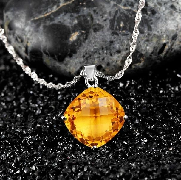 Подлинное ожерелье женское 925 пробы Серебряное супер блестящее квадратное