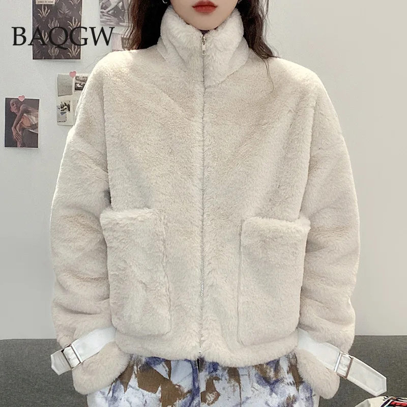 

Autumn Casual Winter Coat Woman Faux Fur Coat Women Zip Up Jackets Warm Ladies Fur Teddy Jacket Female Plush Teddy Coat Outwear