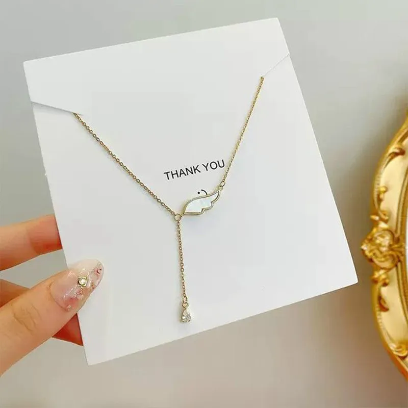 

2021 Japanese and Korean Fashion Wings Clavicle Chain Female Elegant Simple Necklace for Women Girls Sweet Shiny Jewelry Gifts