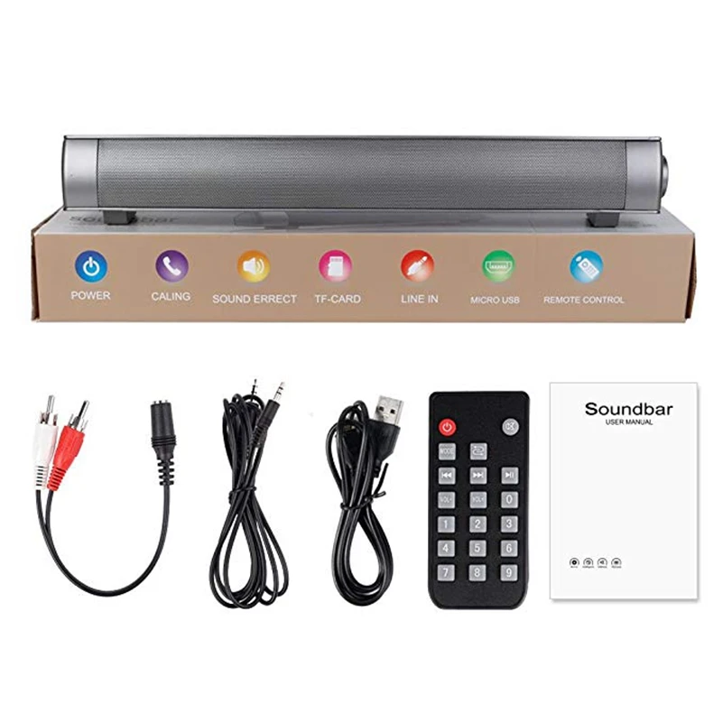 Portable Stereo Soundbar TV Speakers 10W Super Dual Bass Subwoofer Mini Home TV Bluetooth Loudersepaker Soundbar With MIC For TV