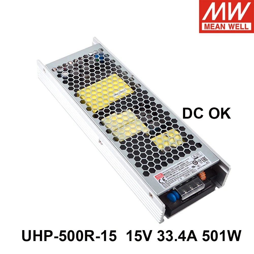 

Taiwan Mean Well UHP-500R-15 110V/220V AC TO DC 15V 33.4A 501W Active Type PFC Slim Type SIngle Output Switching Power Supply