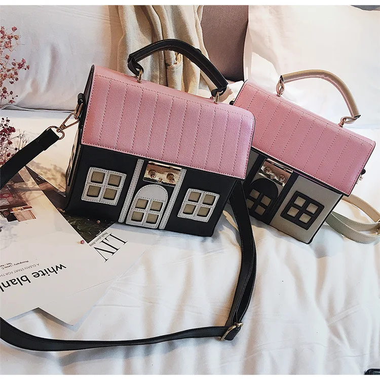 Design Funny Small House Bag Cute Cartoon Crossbody Handbag Women Personality Box Shape Shoulder Bag Fashion Messenger Bag Bolsa