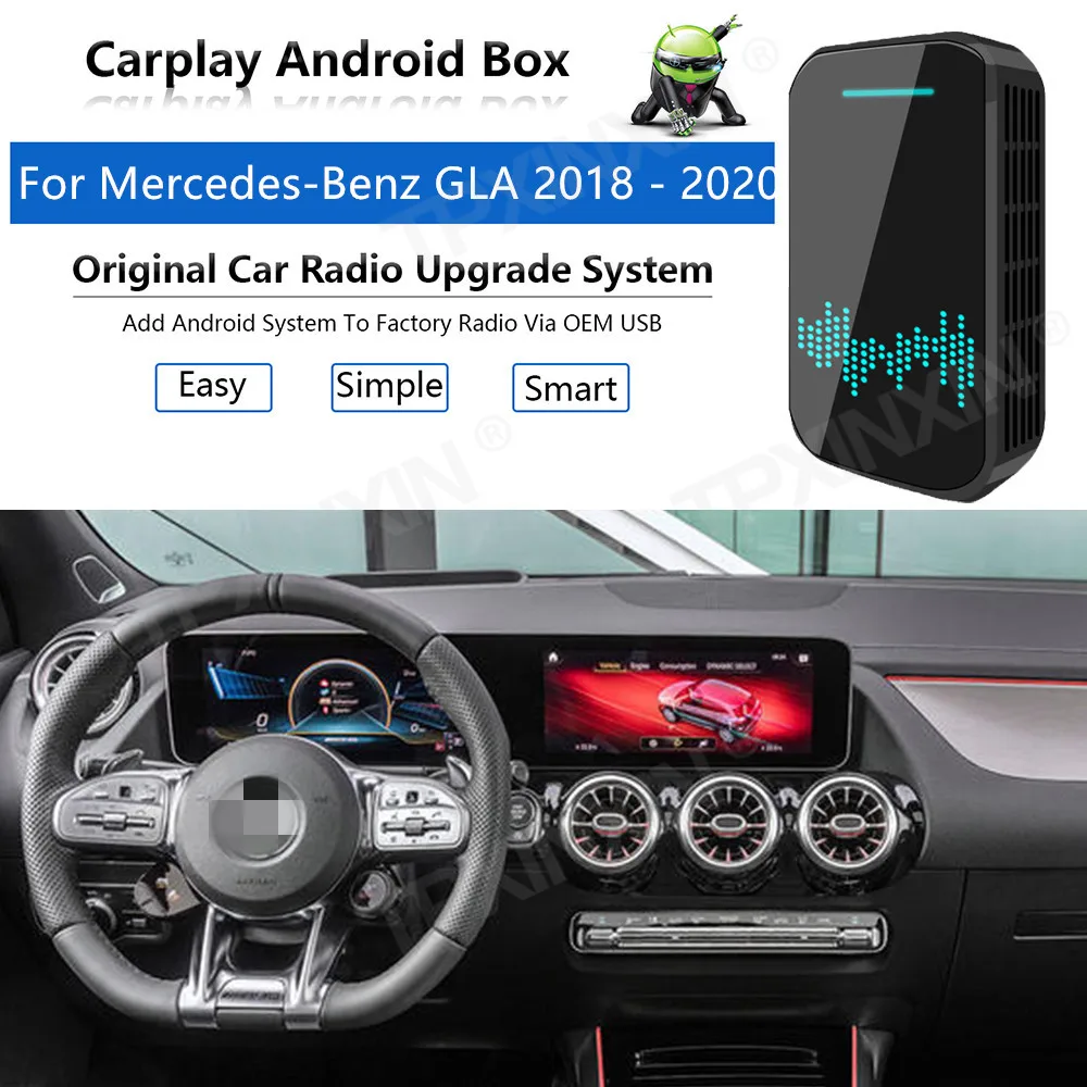 

Обновленное радио Carplay Android Авто аудио для Mercedes-Benz GLA 2018-2020 Apple беспроводной AI Box Автомобильный мультимедийный плеер GPS Navi