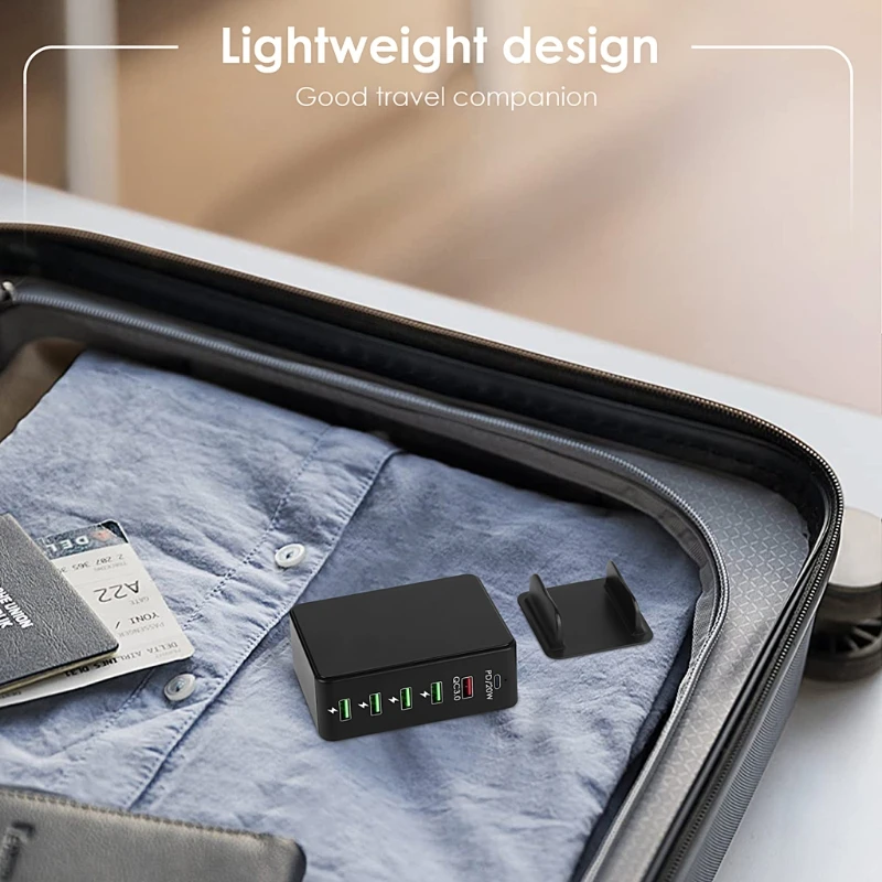 

Universal US Plug 6-Ports 18W QC 3.0 USB 20W PD Type C USB C Fast Charger Power Adapter Charging Hub for Mobile Smartphone Table