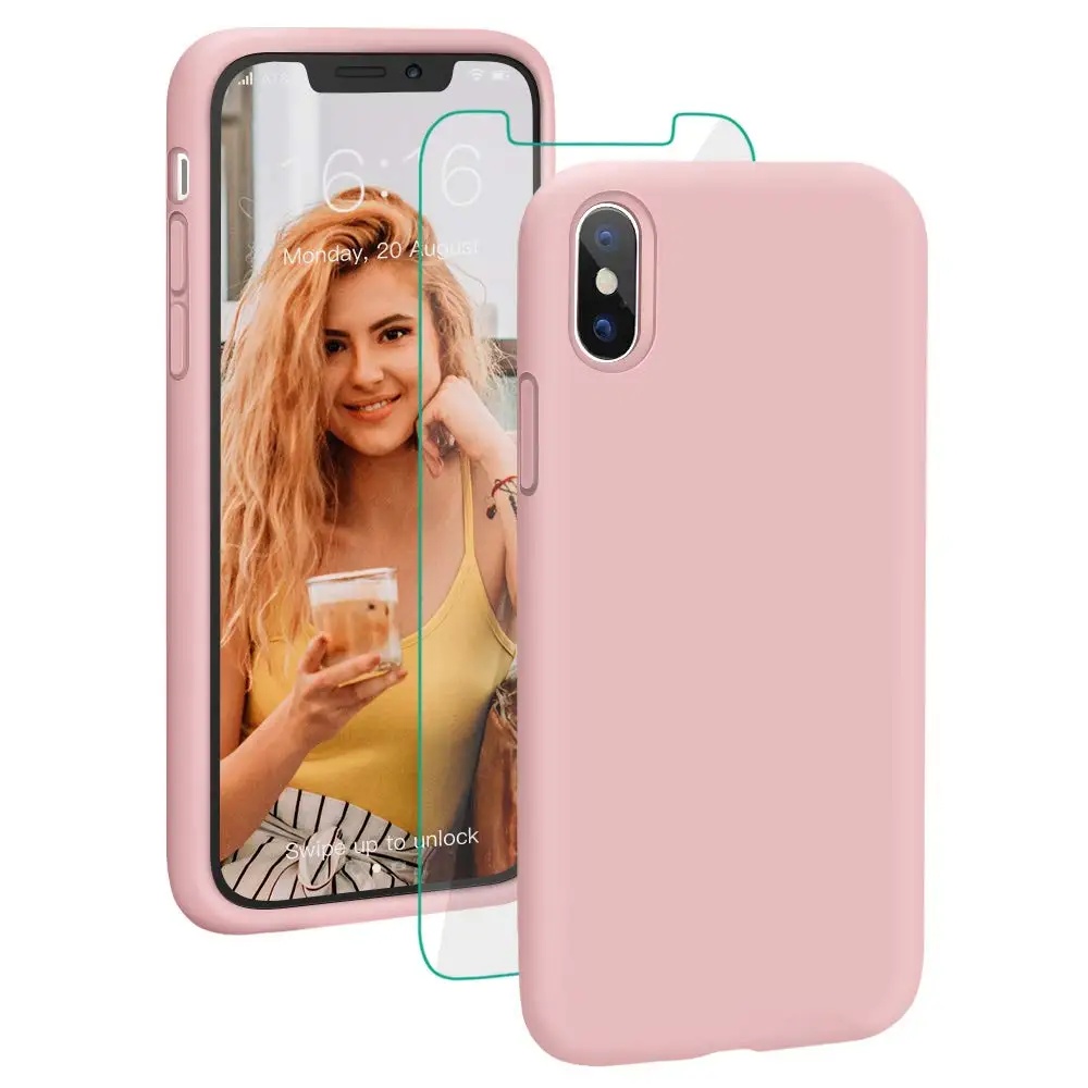 Чехол из жидкого силикона для Apple iPhone X XR Xs Max 8 7 гелевая резина защита всего тела