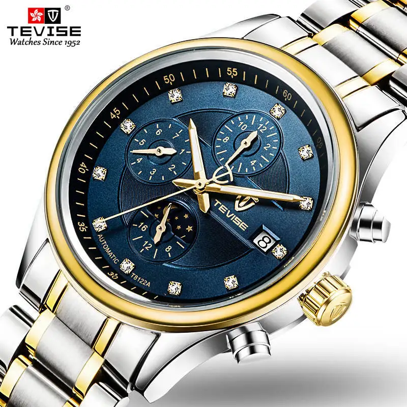 Роскошные TEVISE Лидирующий бренд Мужские автоматические механические часы бизнес