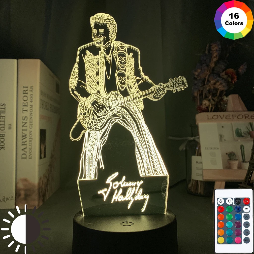Цветной СВЕТОДИОДНЫЙ ночной Светильник Johnny Hallyday Guita для вентиляторов Клубная