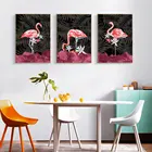 Постер в скандинавском стиле с животными красивый розовый Фламинго натуральный цветок на холсте Современная живопись художественная печать Настенная картина Декор для гостиной и дома