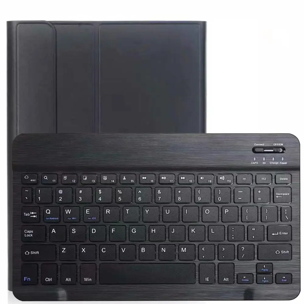 Чехол для samsung Galaxy Tab S6 10,5, чехол для клавиатуры T860 T865, чехол для SM-T860, русская, испанская, английская, Bluetooth клавиатура, чехол - Цвет: Black with Black