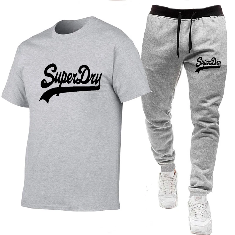 

Spring Fashion Harajuku Two-Piece T-Shirt + Trousers 2021 Summer Street Style Printed T-Shirt High-Quality Short-Sleeved Suit