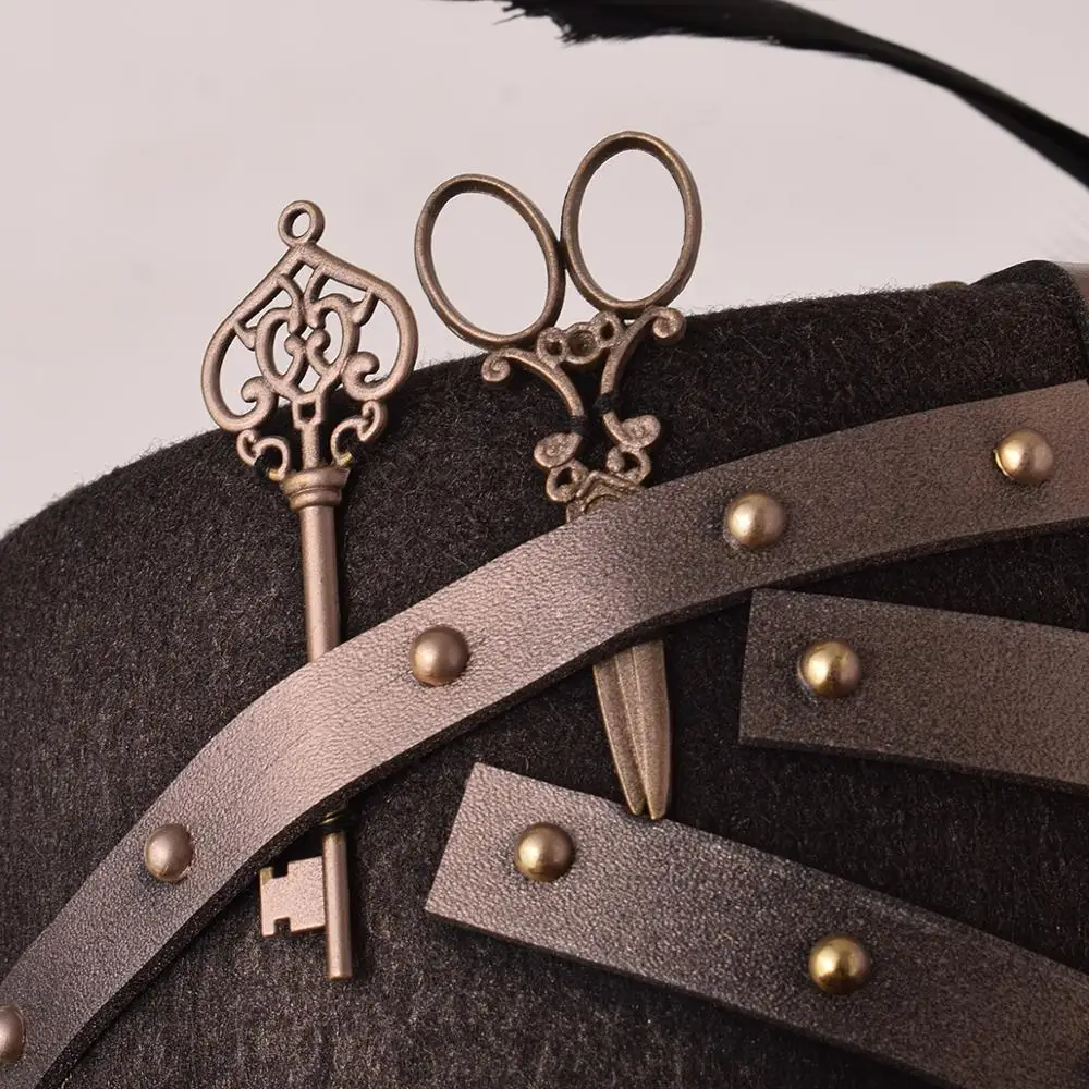 Men Women Handmade Steampunk Top Hat Magic Bowler Hat Punk Cosplay Fedora