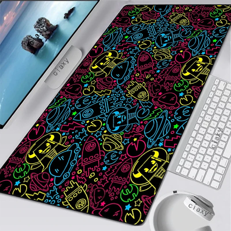 

Table Pads Graffiti Art Mouse Pad Gamer Accessories Keyboard and Mouse Gamer Kit Anime Mousepad Gaming Desk Mat For Office Diy