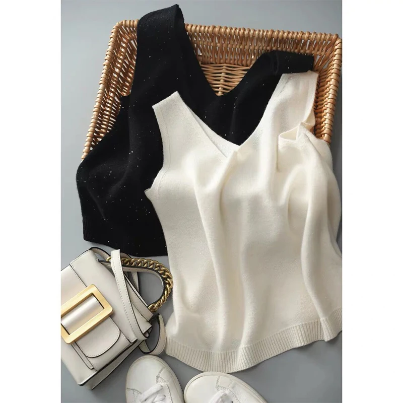 2021 high-quality pure cashmere sling vest top women's autumn and summer new soft skin casual large-size sweater vest