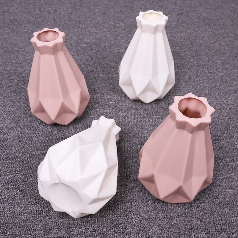 Plastic Flower Vase Decoration Home White Vases Imitation Ceramic Pot Nordic Style Basket | Дом и сад