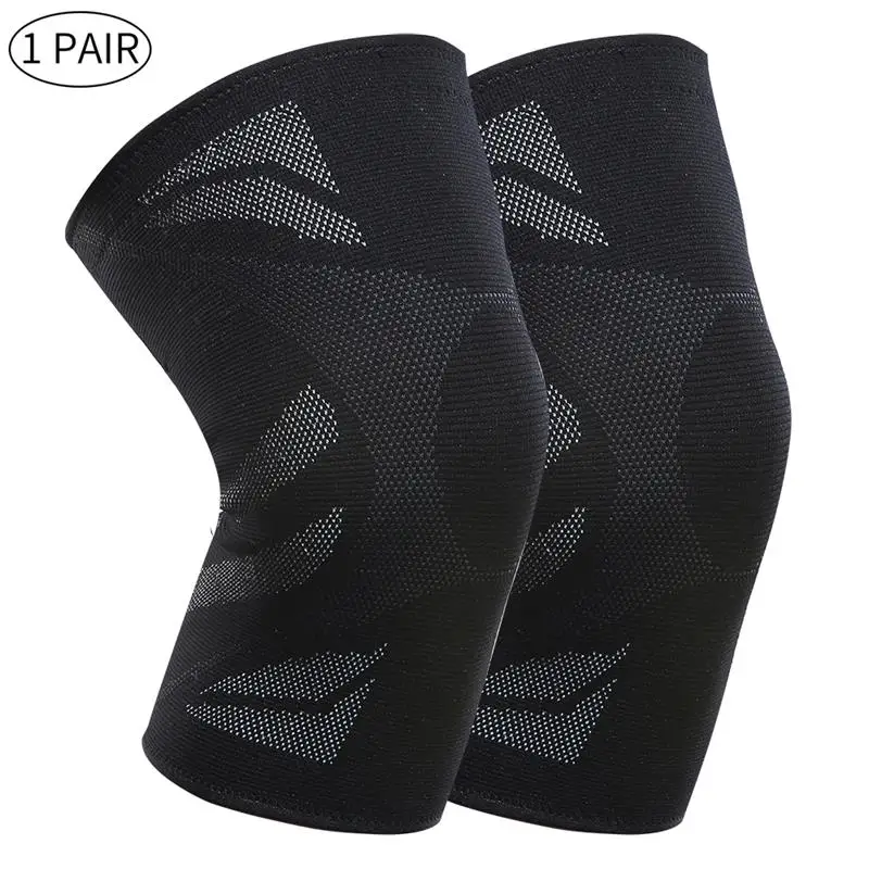 BLACK 2PCS Veidoorn 1prs компрессионные наколенники для поддержки колена для спортивных тренировок баскетбольные суставы обезболивающие наколенники для бега - Цвет: BLACK 2PCS