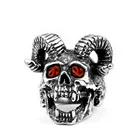 Ретро серебристое панк сатана череп козла кольцо готическое преувеличенное мужское Ювелирное кольцо