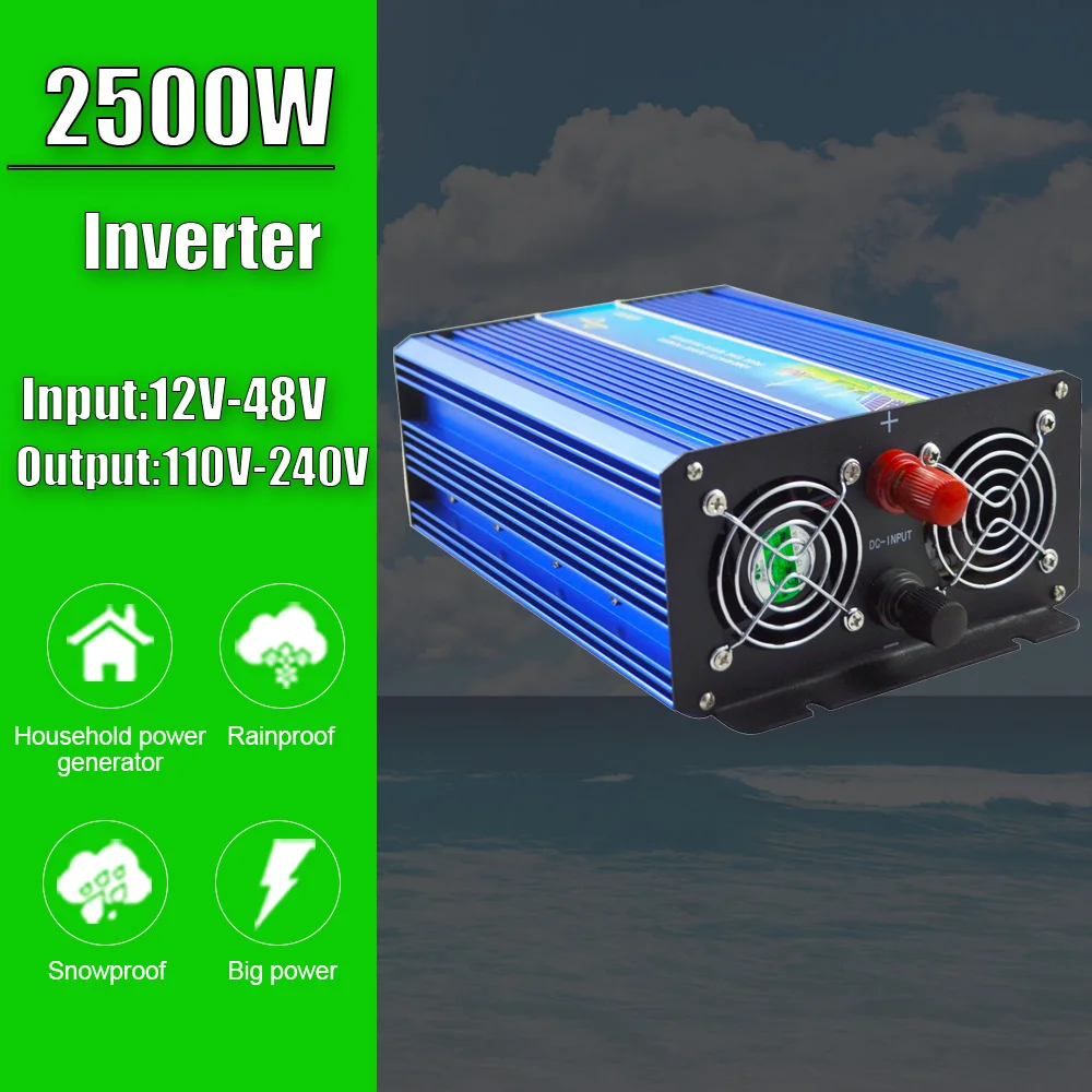 Купи 2500W Off Grid Pure Sine Wave Inverter For Solar Wind System For 12V/24V/48V Input 110V 220V DC Output Home Use за 21,900 рублей в магазине AliExpress