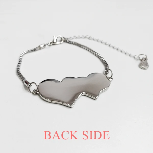 

Personalized Custom made Add Image Picture Message Bracelet Double Hearts Metal Cubic Chain Bangle