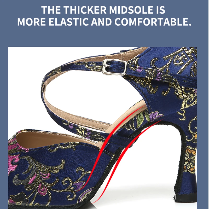 Girls Silk Latin Ballroom Dance Shoes for Women Black Blue Waltz Salsa Dancing Kids Soft Botoom Latino Woman | Спорт и развлечения