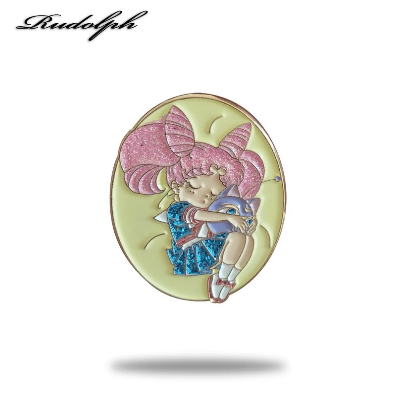 Круглая милая симпатичная блестящая миниатюрная мягкая эмалированная булавка