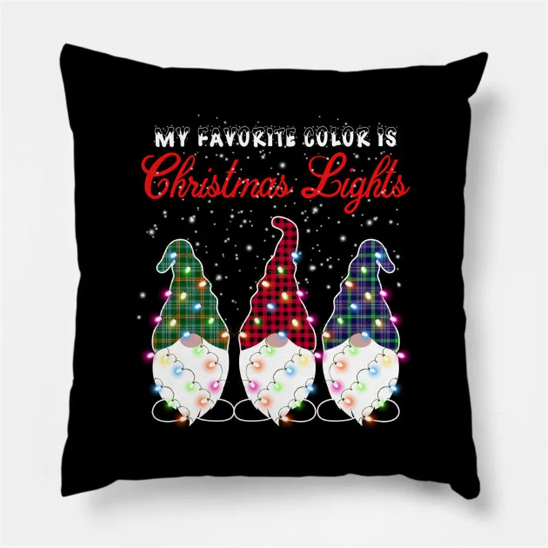 

Christmas Lights Three Gnomes Printed Christmas Pillowcase 2021 Decor for Home Merry Christmas Ornament Navidad Xmas Gifts