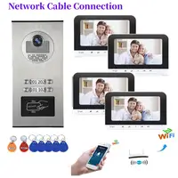RFID Access Unlock Wired Network Cable Video Intercom 7 inch Monitor APP Control WIFI Speake Phone Video Doorbell Intercom KIT