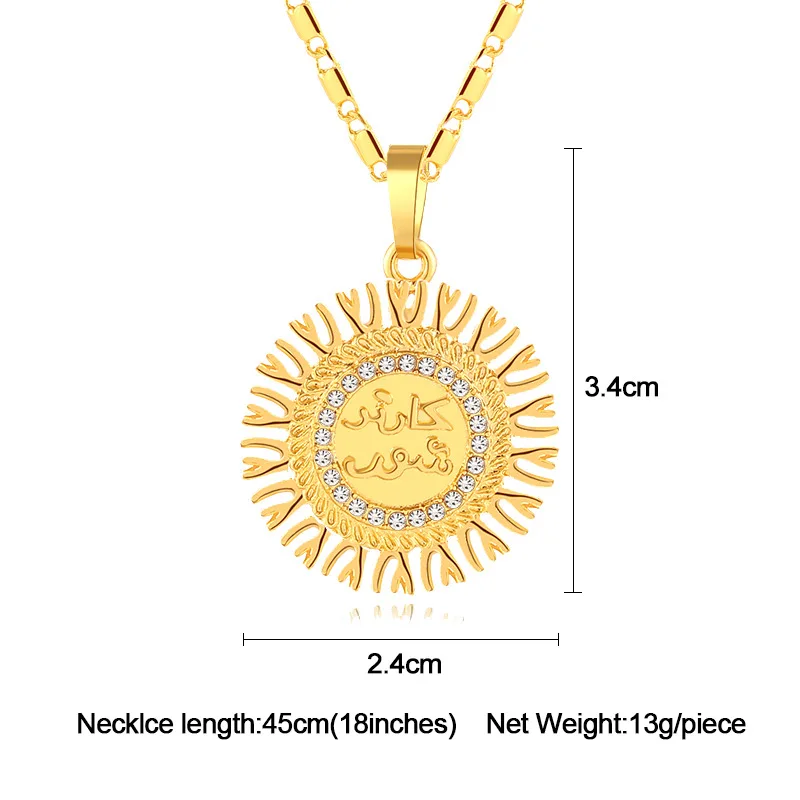 

Fashion Gold Plated Zircon Muslim Pendant Necklace Women's Cocktail Party Clavicle Chain Catholicism Jewelry Religion Gifts