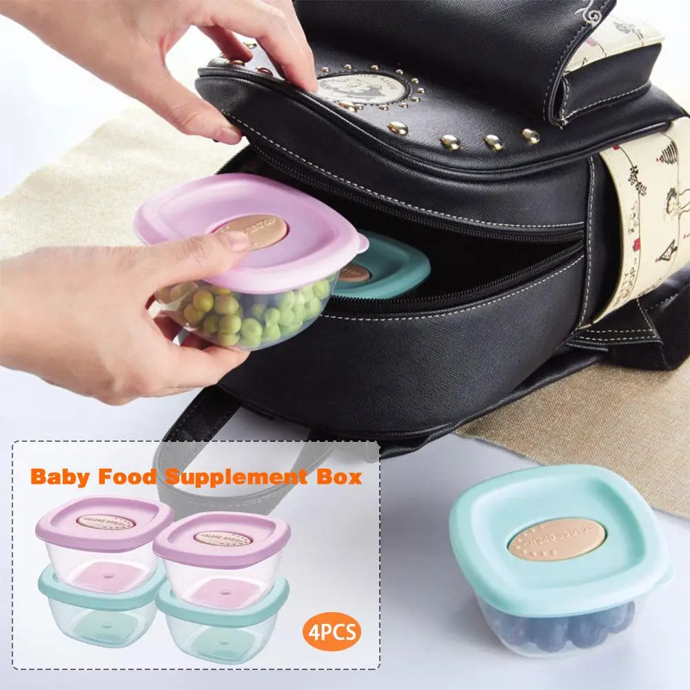 4 Pack Baby Blocks Food Storage Container Set With Leakproof Lids Reusable 4oz Jars Safe For Microwave Freezer Travel | Мать и ребенок