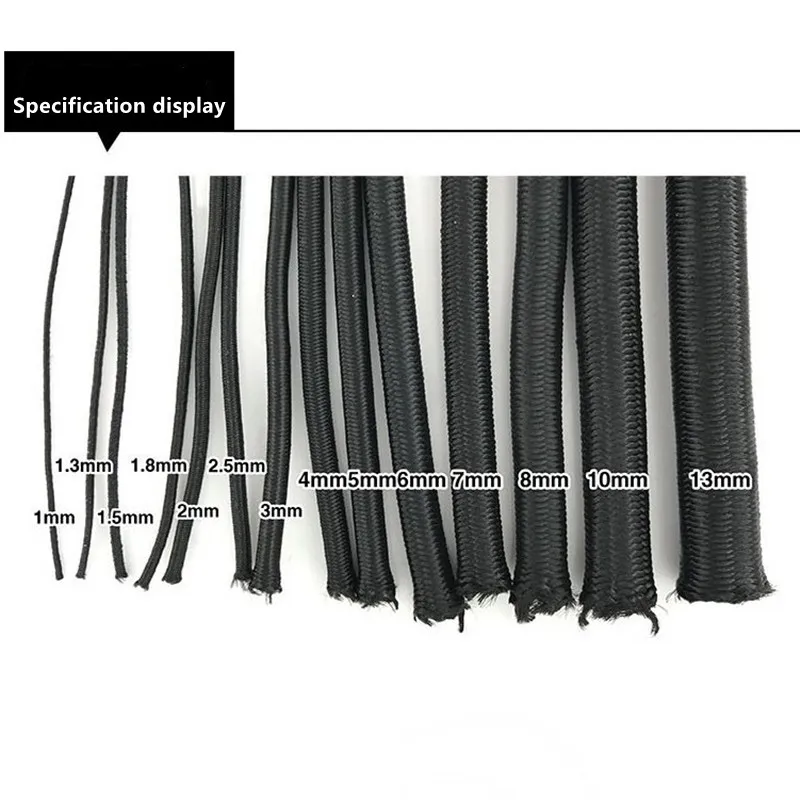 5M Round Bungee Cord 2/3/4/5/6/8/10/12mm Recliner Rubber Band Sports Rope Shoelace Mosquito Net Elastic Cord Sewing Accessories