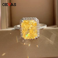 oevas 100 925 sterling silver sparkling yellow pink high carbon diamond wedding rings for women engagement party fine jewelry