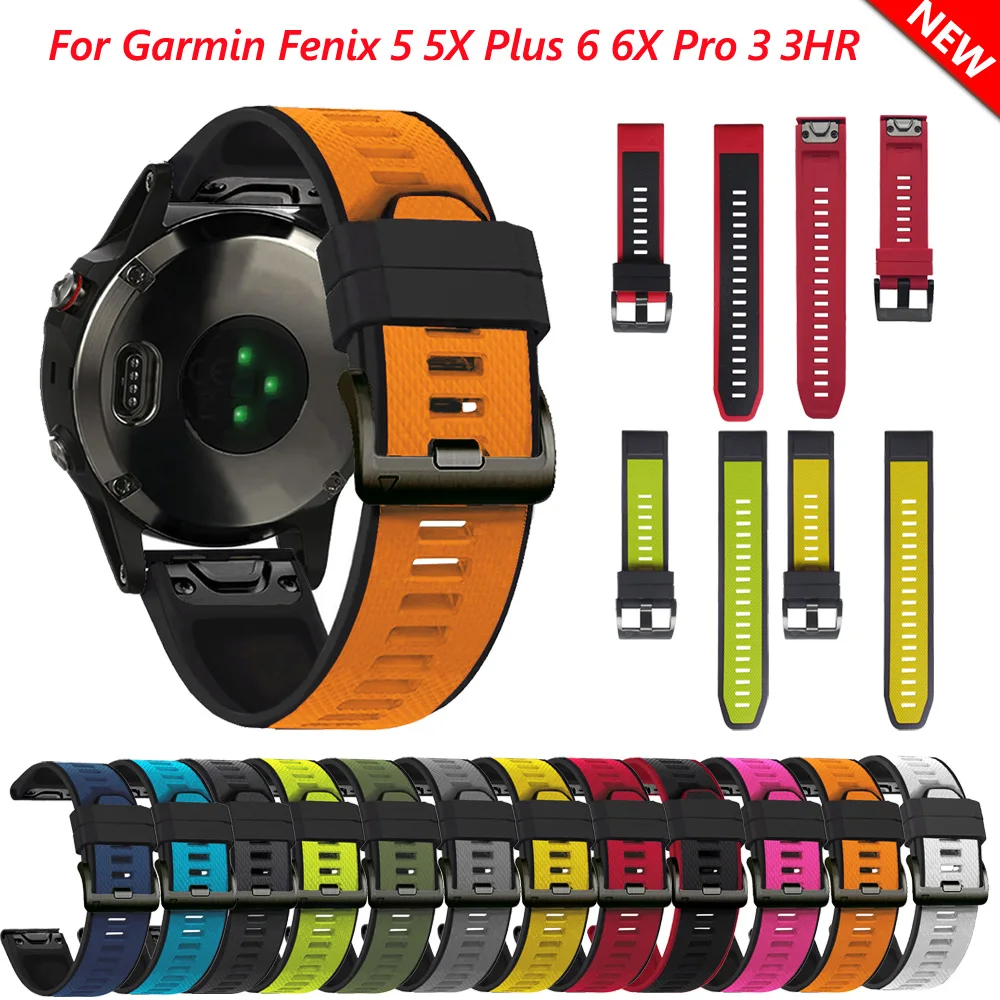 

26 22mm Quick Release Watch Band Straps For Garmin Fenix 6 6X Pro 5X 5 3HR S60 MK1 Forerunner 935 945 Easyfit Silicone Wirstband