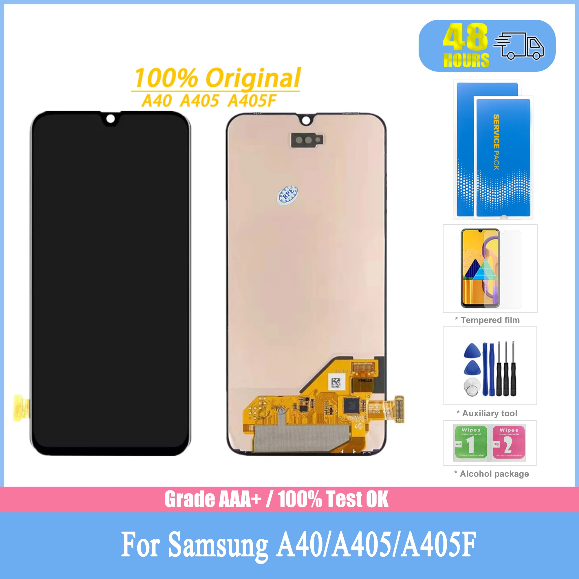 

Original AMOLED For Samsung A40 LCD 2019 A405 LCD display touchscreen Digitizer Montage mit rahmen ersatz reparatur OEM